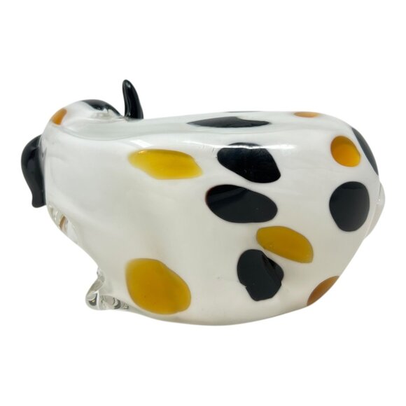 Dalmation Spotted Dog Art Glass Paperweight Figurine White Brown Black Spots - Picture 3 of 8